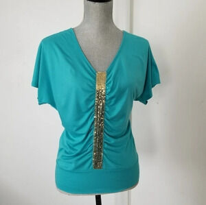 True Freedom Women's Knit Shirt Medium M Ruched Fr